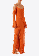 Shona Joy Layla Off-Shoulder Ruffled Maxi Dress Orange 1244003ORANGE