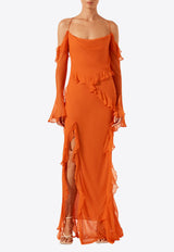 Shona Joy Layla Off-Shoulder Ruffled Maxi Dress Orange 1244003ORANGE