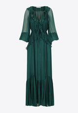 Shona Joy Layla V-neck Ruffled Maxi Dress Green 1244024GREEN