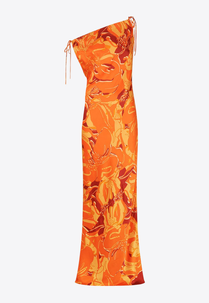 Shona Joy Chara Floral Print Silk Maxi Dress Orange 1244095ORANGE MULTI