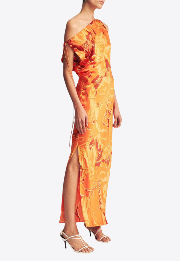 Shona Joy Chara Floral Print Silk Maxi Dress Orange 1244095ORANGE MULTI