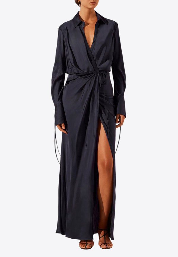 Shona Joy Shae Draped Maxi Shirt Dress Blue 1244194NAVY