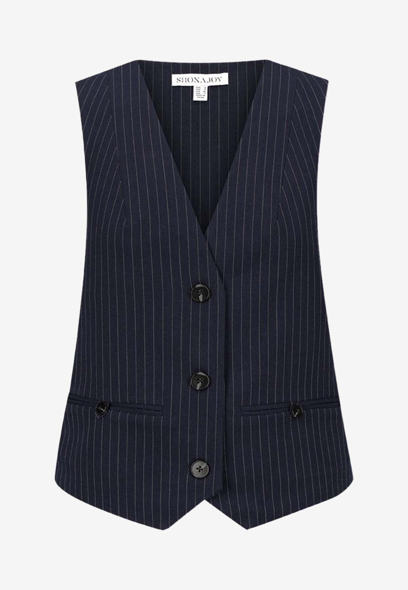 Shona Joy Hayden Pinstriped Oversized Vest Navy 1244242NAVY