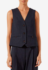 Shona Joy Hayden Pinstriped Oversized Vest Navy 1244242NAVY