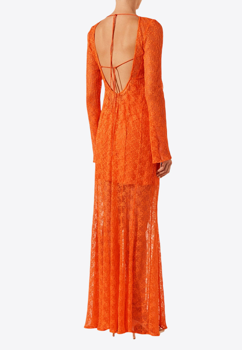 Shona Joy Sol Lace Low-Back Lace Maxi Dress Orange 1244454ORANGE