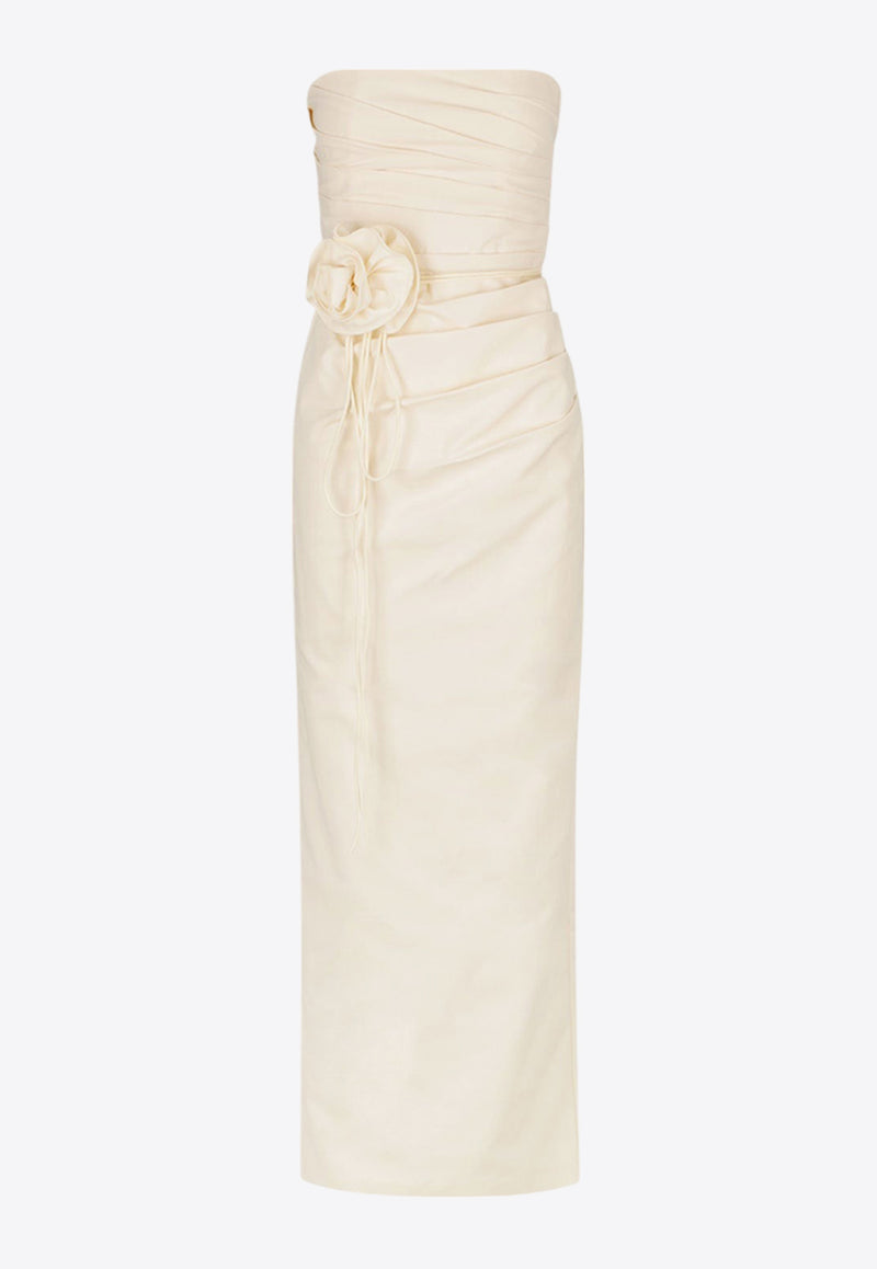 Shona Joy Lani Strapless Floral-Appliqué Maxi Dress White 1244510CREAM