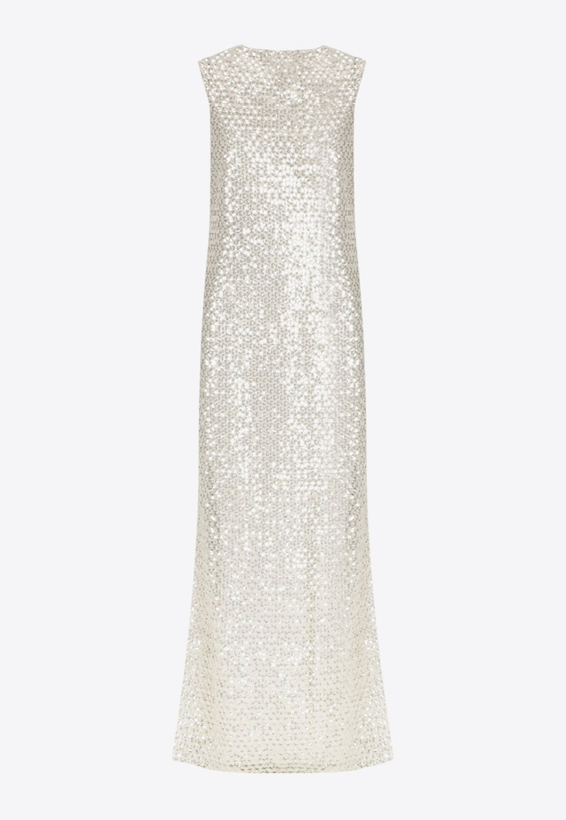 Shona Joy Asteri Crystal Mesh Maxi Dress Silver 1244525SILVER