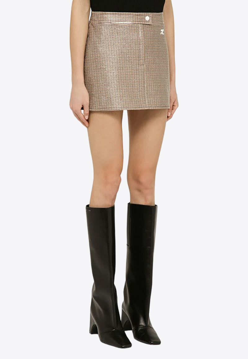 Courrèges Checked Vinyl Mini Skirt Brown 124CJU001PR0042/O_COURR-B090