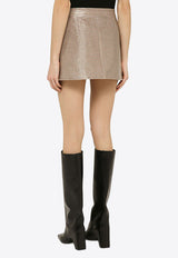 Courrèges Checked Vinyl Mini Skirt Brown 124CJU001PR0042/O_COURR-B090