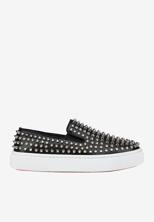 Christian Louboutin Spikeboat Nappa Leather Slip-On Sneakers Black 1250303LE/Q_LOUBO-B601