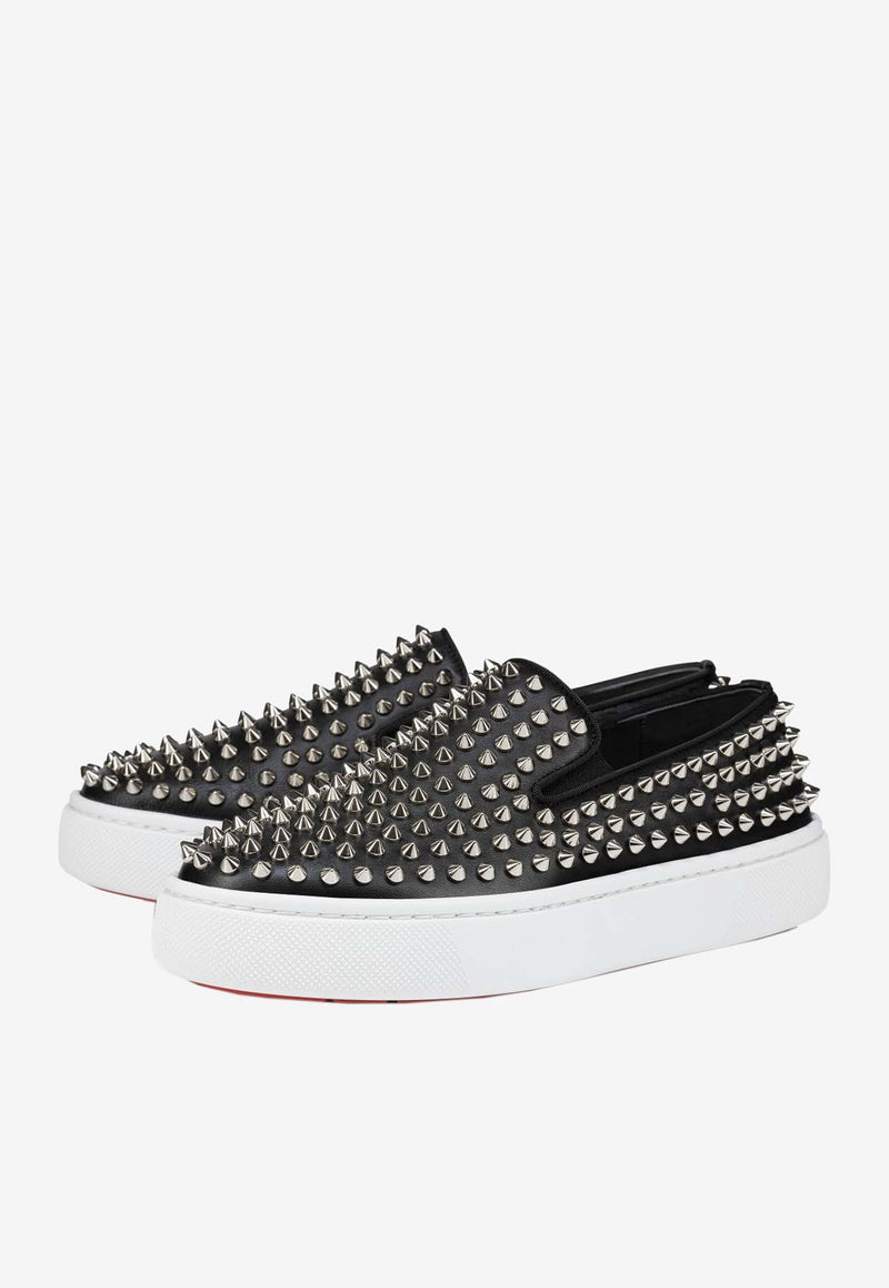 Christian Louboutin Spikeboat Nappa Leather Slip-On Sneakers Black 1250303LE/Q_LOUBO-B601