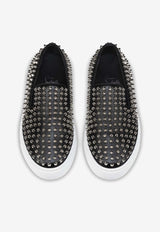 Christian Louboutin Spikeboat Nappa Leather Slip-On Sneakers Black 1250303LE/Q_LOUBO-B601