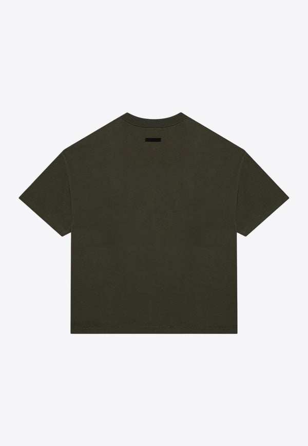 Fear Of God Essentials Logo Print Crewneck T-shirt Green 125BT244195F/P_FEARE-MI