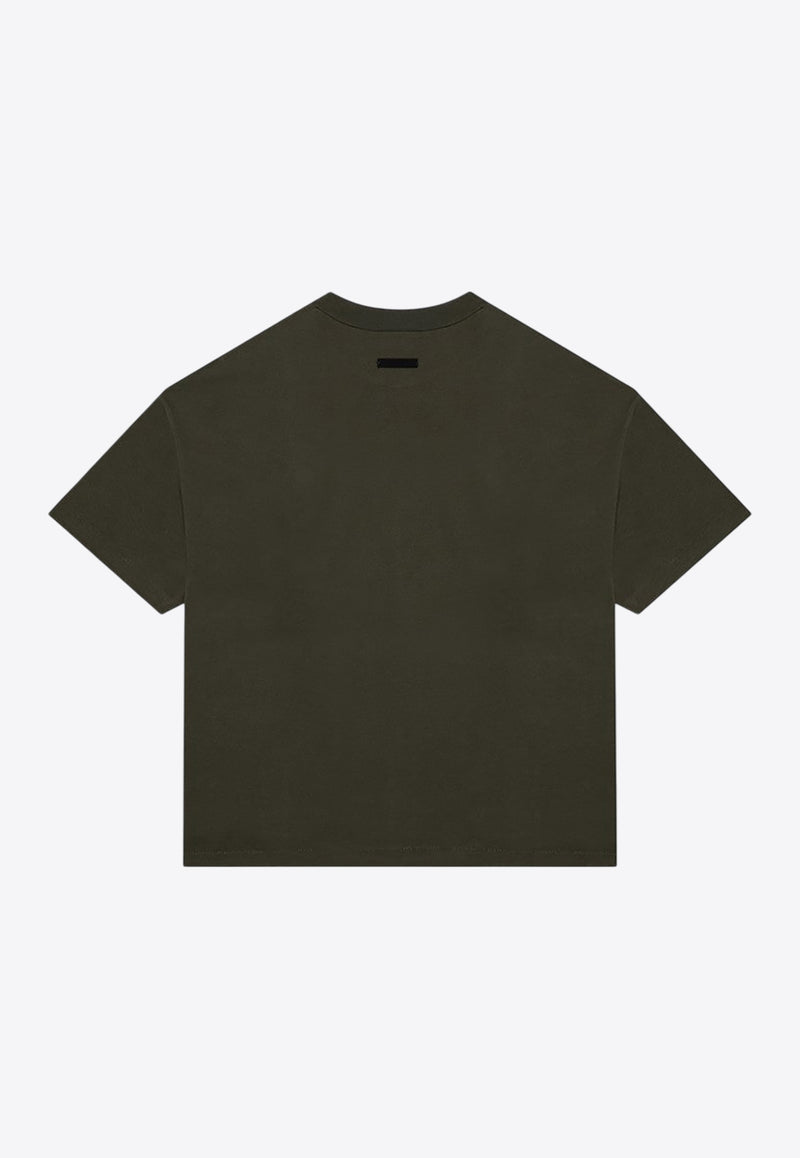 Fear Of God Essentials Logo Print Crewneck T-shirt Green 125BT244195F/P_FEARE-MI