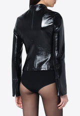 Courrèges Shiny Leather Zip-Up Jacket Black 125CBL257VY0014/Q_COURR-9999