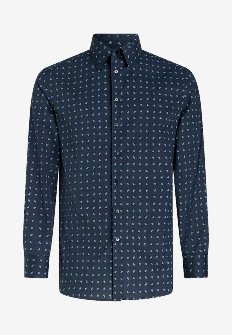 Etro Micro Paisley Print Shirt 12908-5734 0201 Navy