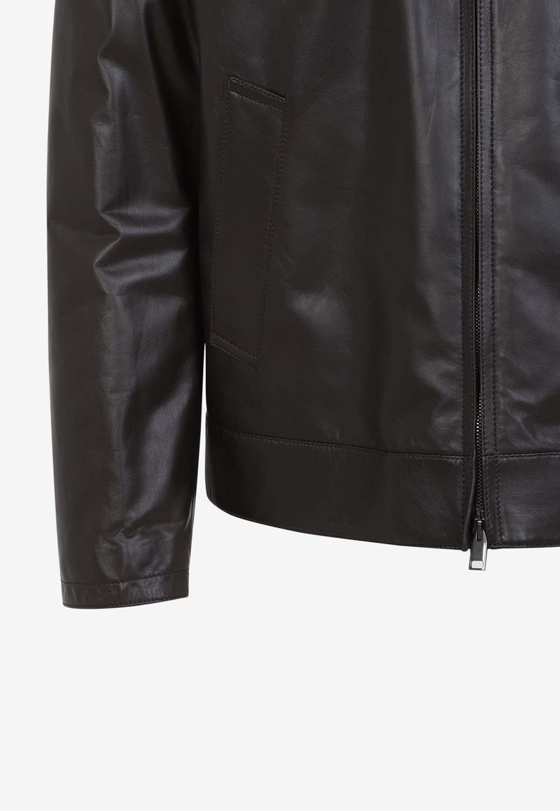 Zip-Up Leather Jacket