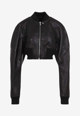 Girdered Cropped Bomber Jacket