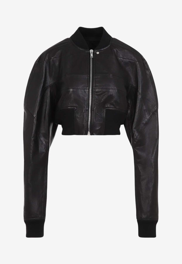 Girdered Cropped Bomber Jacket