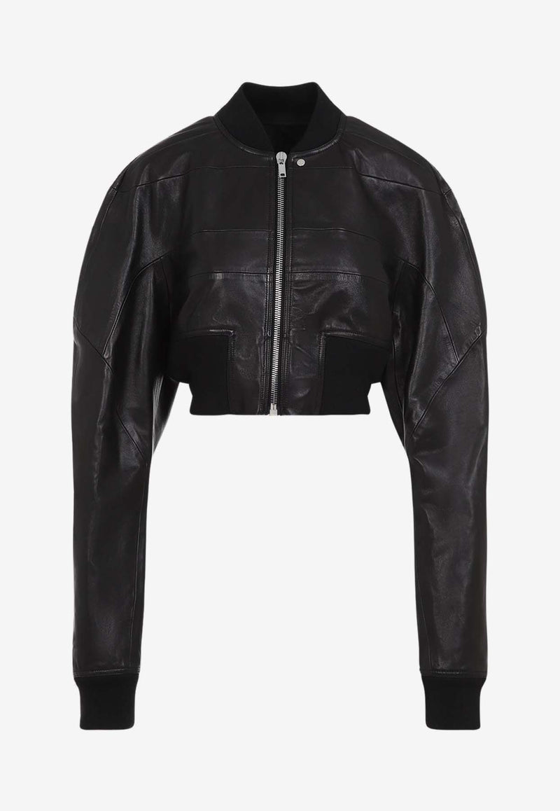 Girdered Cropped Bomber Jacket