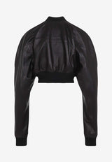 Girdered Cropped Bomber Jacket