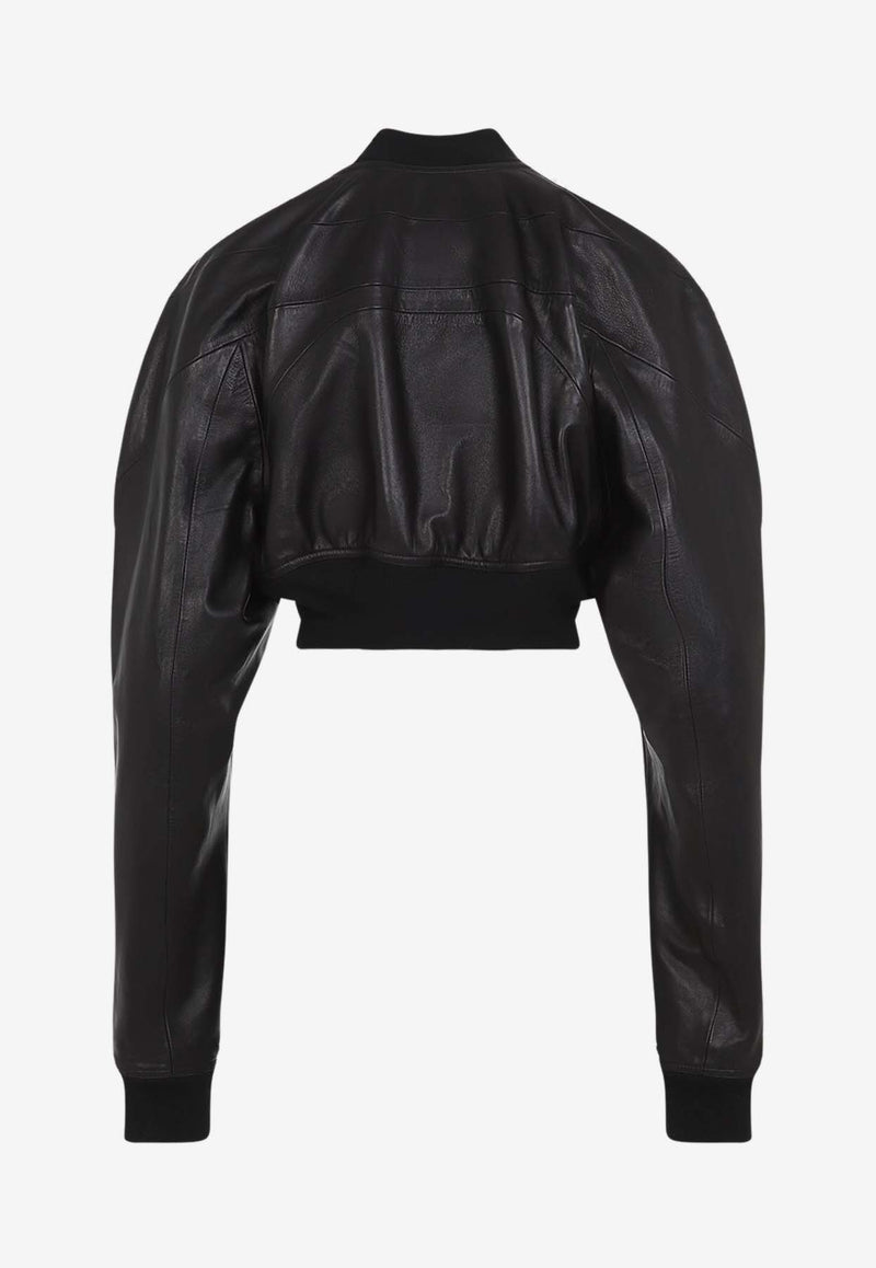 Girdered Cropped Bomber Jacket