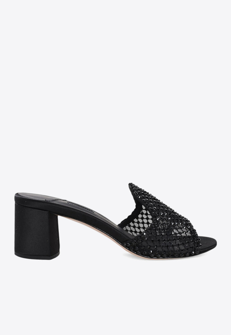 Le Silla Gilda 55 Crystal Mesh Mules Black 1303B050RBPXBLACK