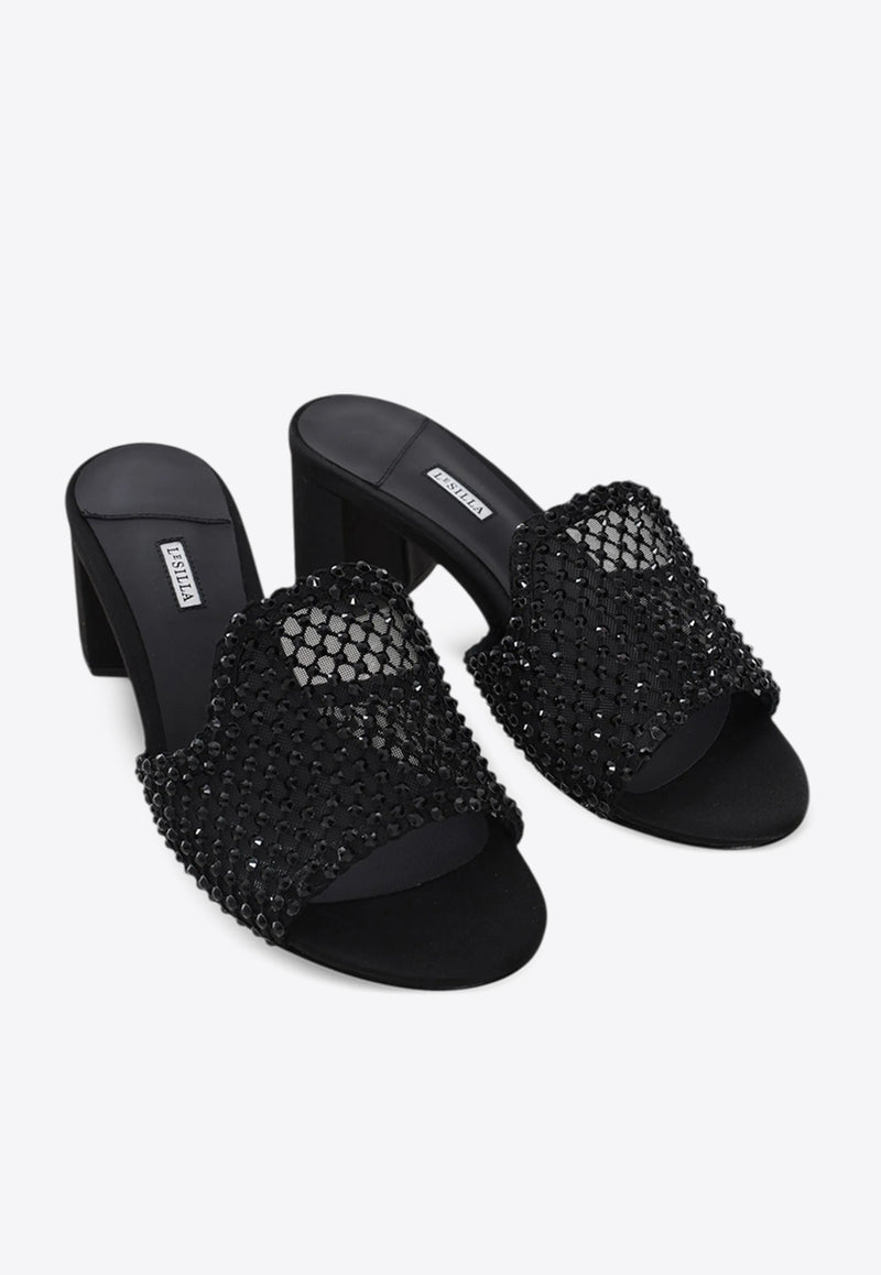 Le Silla Gilda 55 Crystal Mesh Mules Black 1303B050RBPXBLACK