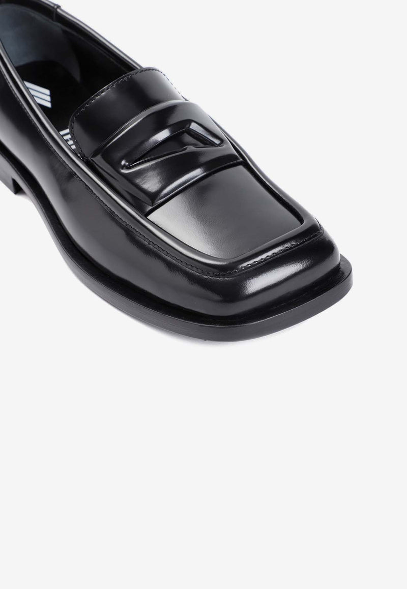 Amanda Square-Toe Leather Loafers