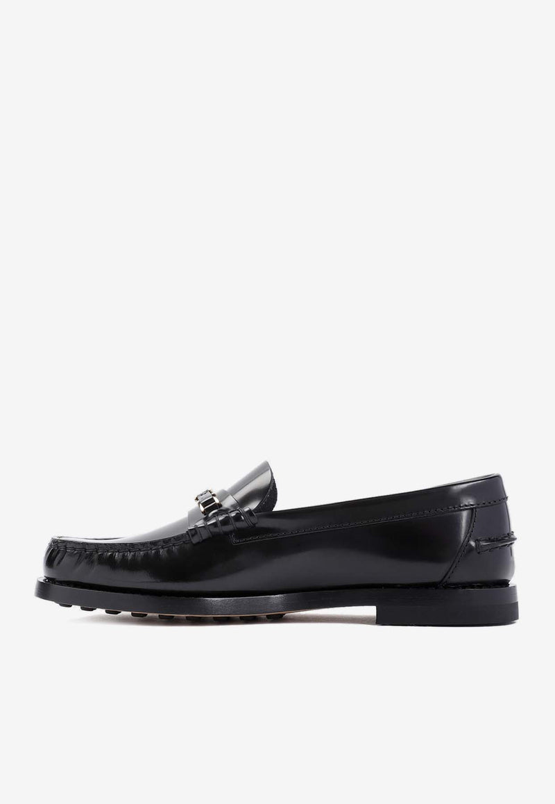 Micro Catena Brushed Leather Loafers