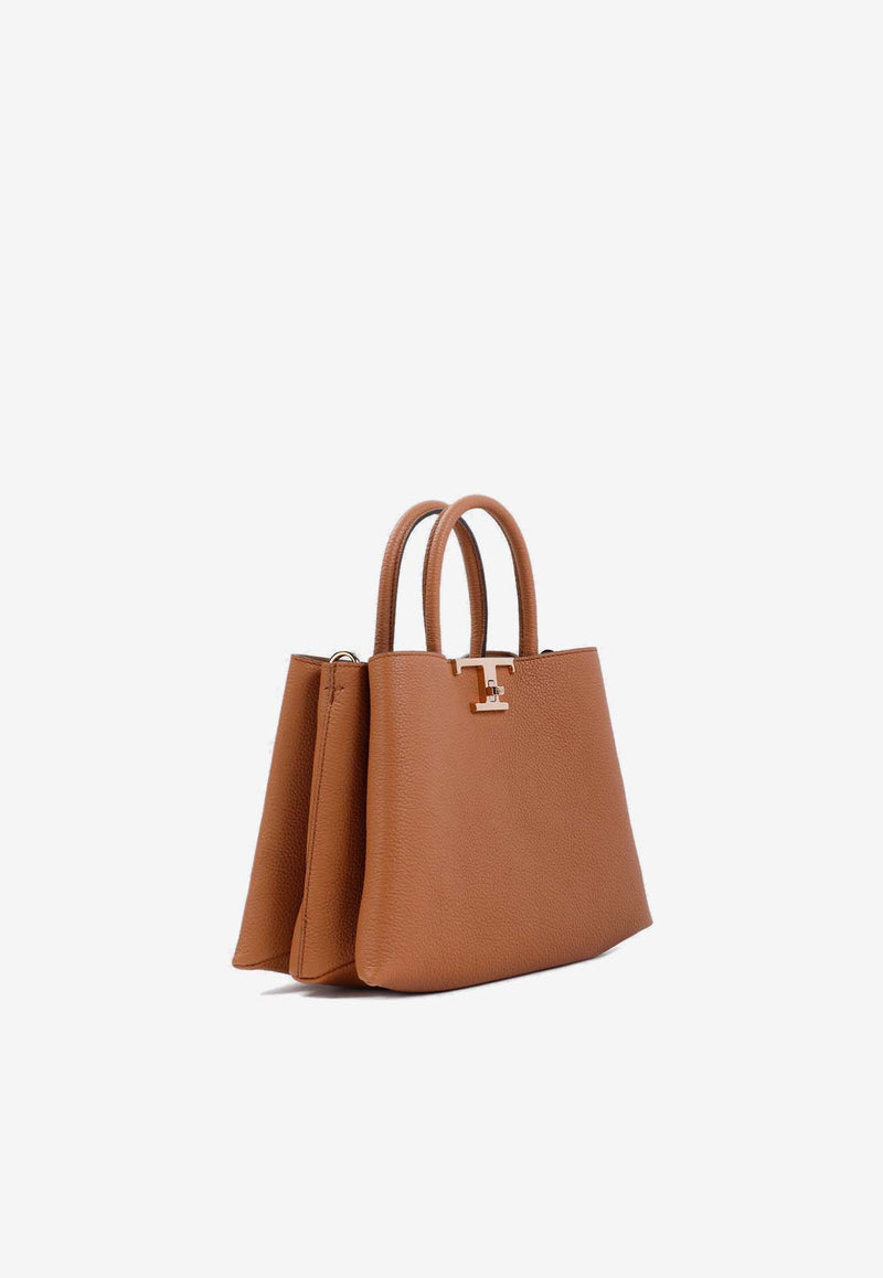 Small T Timeless Grained Leather Top Handle Bag