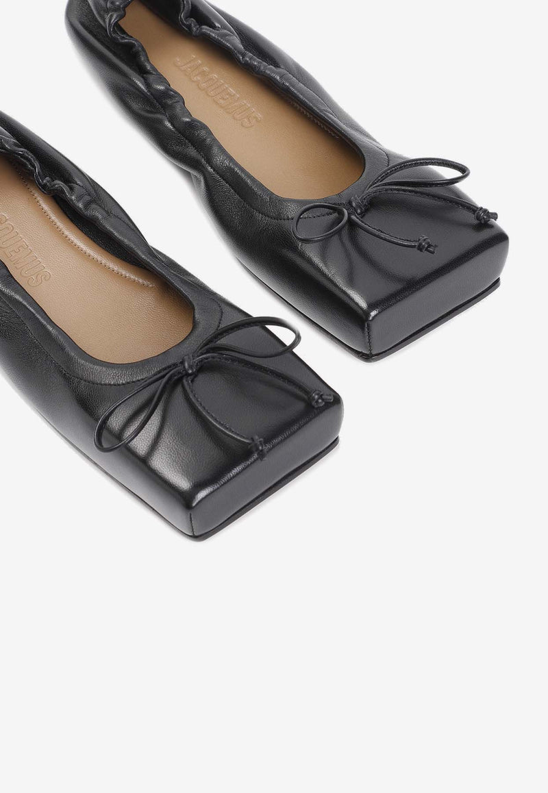 Square Ballet Flats in Leather