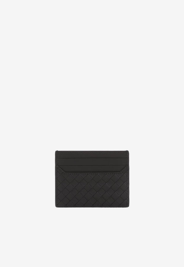 Bottega Veneta Small Intreccio Credit Card Case -  Black Silver - 8803 Black Silver