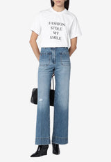 Victoria Beckham Fashion Stole My Smile T-shirt White 1322JTS004130ACO/Q_VIBEC-WHT