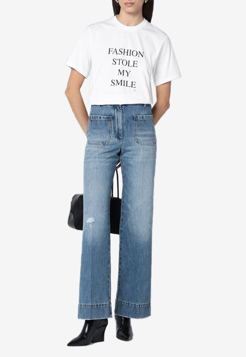 Victoria Beckham Fashion Stole My Smile T-shirt White 1322JTS004130ACO/Q_VIBEC-WHT