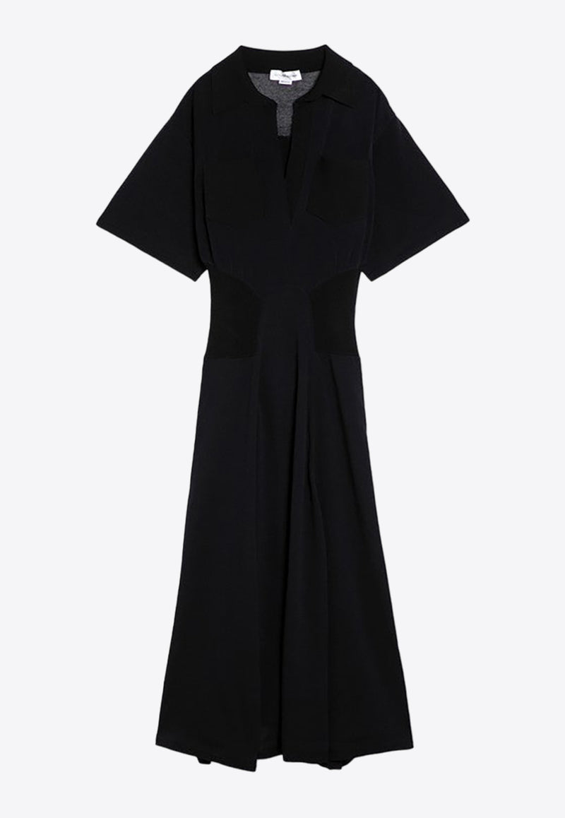 Victoria Beckham Semi-Sheer Paneled Midi Dress Black 1324KDR005587ACO/P_VIBEC-BLK