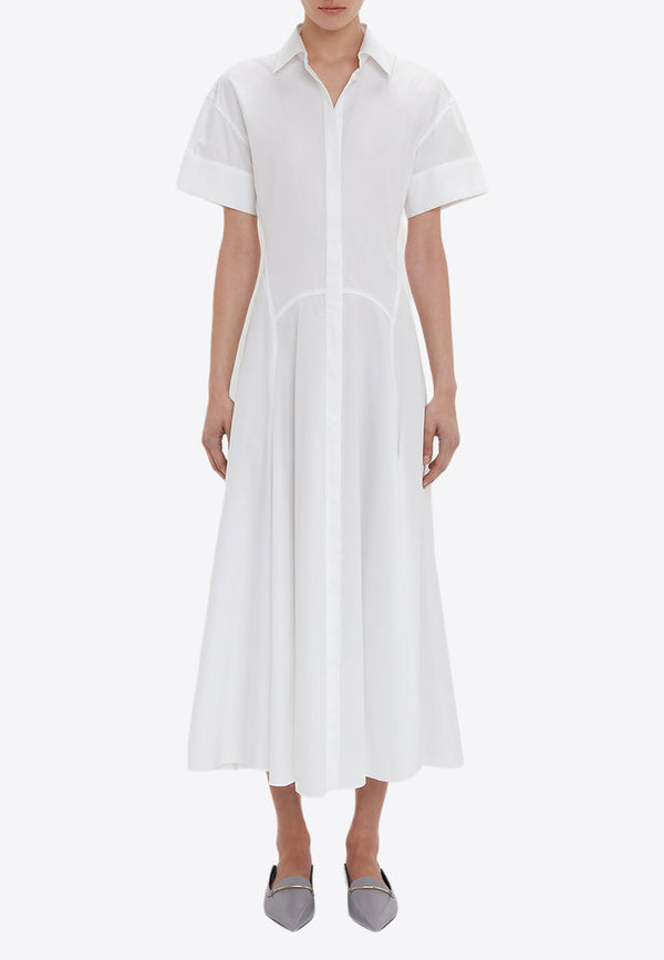 Victoria Beckham Paneled Midi Shirt Dress White 1324WDR005718AWHITE