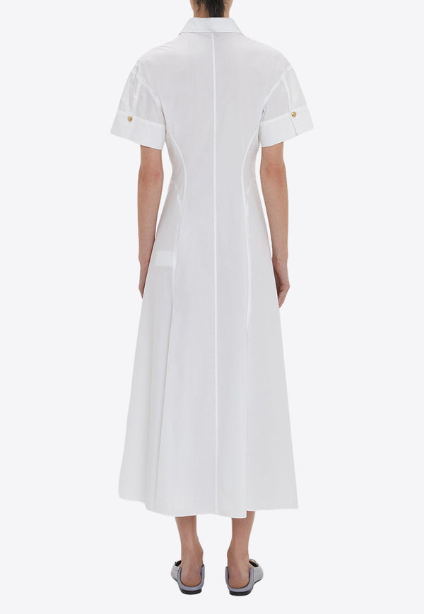 Victoria Beckham Paneled Midi Shirt Dress White 1324WDR005718AWHITE