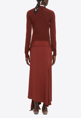 Victoria Beckham High-Neck Draped Midi Dress Maroon 1324WDR005729AMAROON