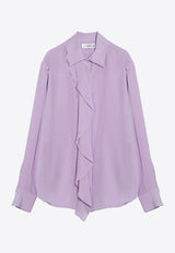 Victoria Beckham Long-Sleeved Ruffled Silk Shirt Lilac 1324WSH005505ASI/P_VIBEC-PE