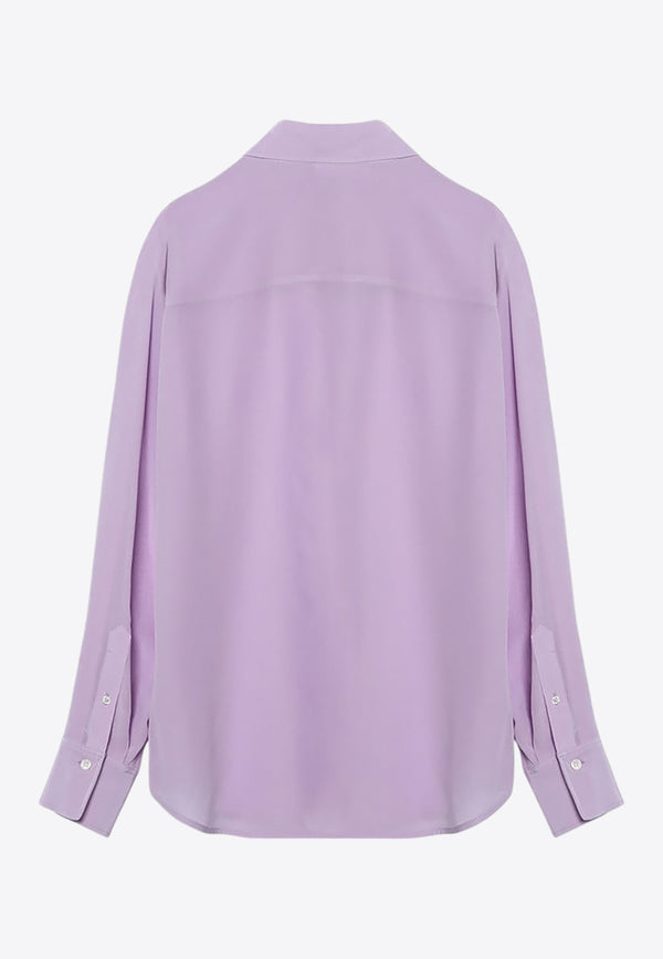 Victoria Beckham Long-Sleeved Ruffled Silk Shirt Lilac 1324WSH005505ASI/P_VIBEC-PE