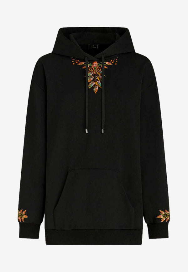 Etro Foliage Embroidered Hoodie 13583-9000 0001 Black