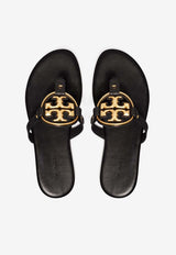 Tory Burch Miller Nappa Leather Logo Sandals Black 136593 0-006