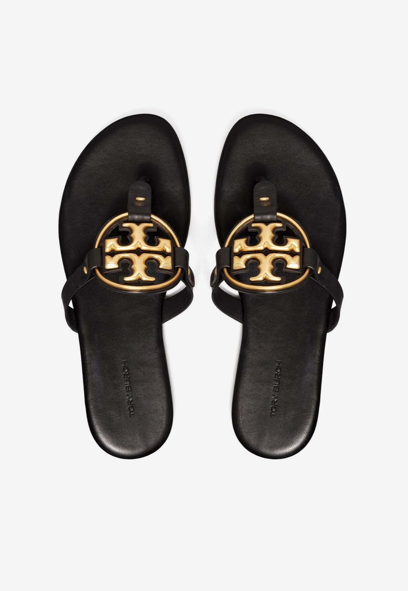 Tory Burch Miller Nappa Leather Logo Sandals Black 136593 0-006