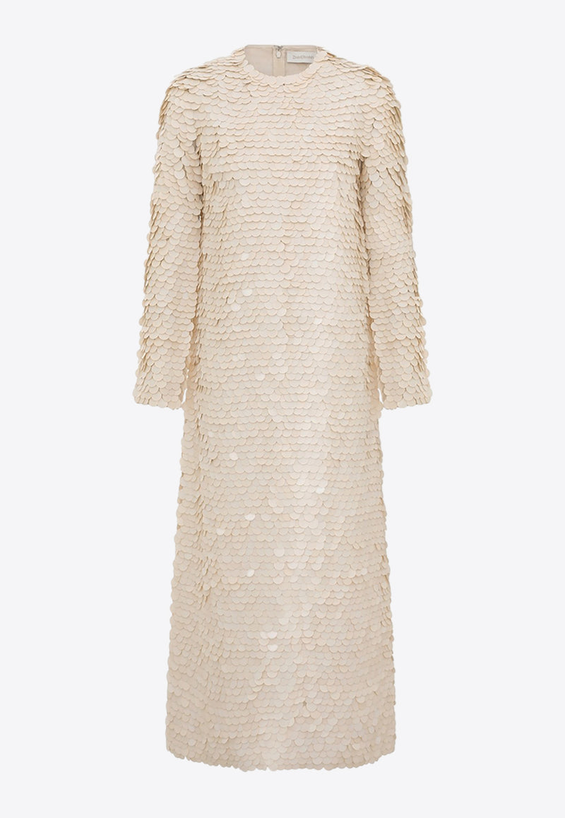 Zimmermann Eden Sequined Midi Dress Cream 1366DF242CREAM