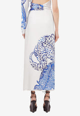 Salvatore Ferragamo Foliage-Print Maxi Wrap Skirt White 13C493 S 765463 TONI LAPIS