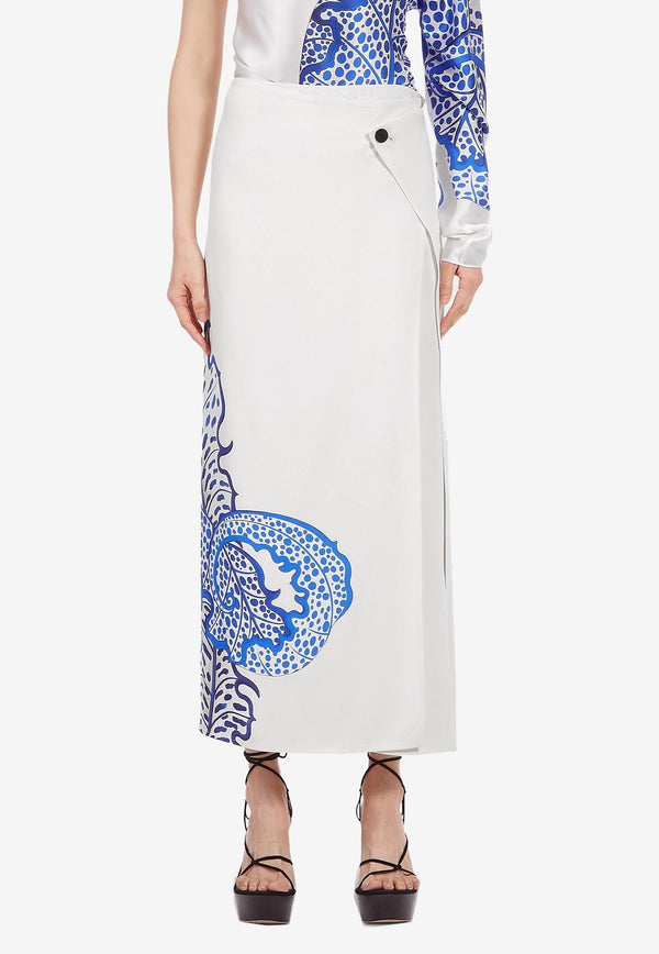 Salvatore Ferragamo Foliage-Print Maxi Wrap Skirt White 13C493 S 765463 TONI LAPIS