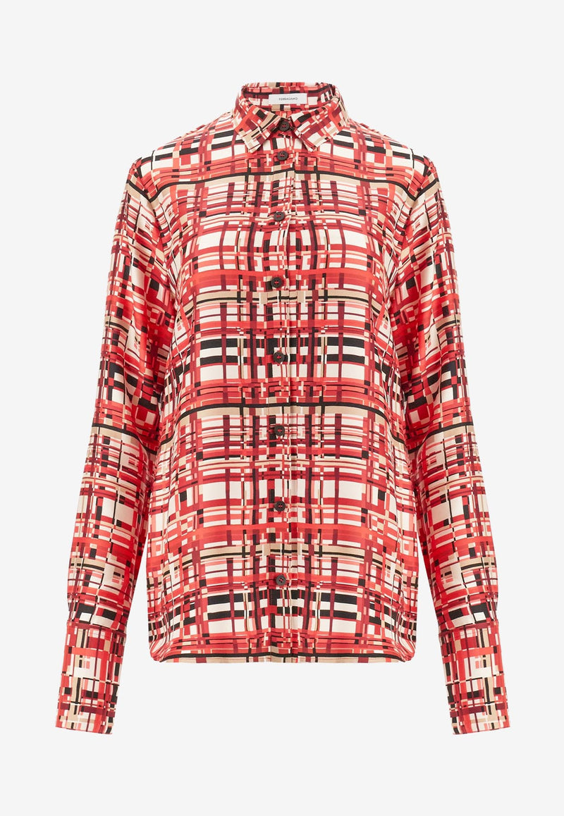 Salvatore Ferragamo Long-Sleeved Checked Shirt 13C584 C 765243 TONI RED Red