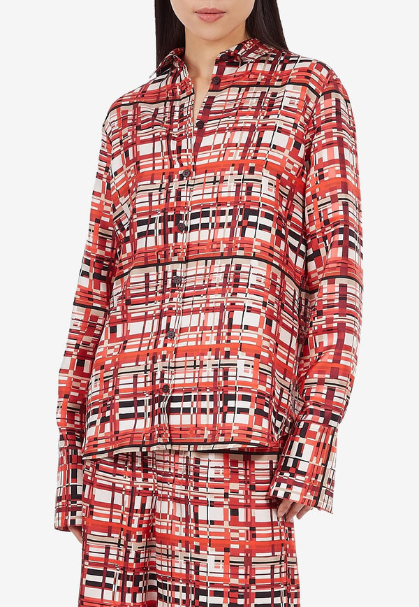 Salvatore Ferragamo Long-Sleeved Checked Shirt 13C584 C 765243 TONI RED Red