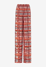 Salvatore Ferragamo Wide-Leg Checked Pants 13C592 P 765574 TONI RED Red